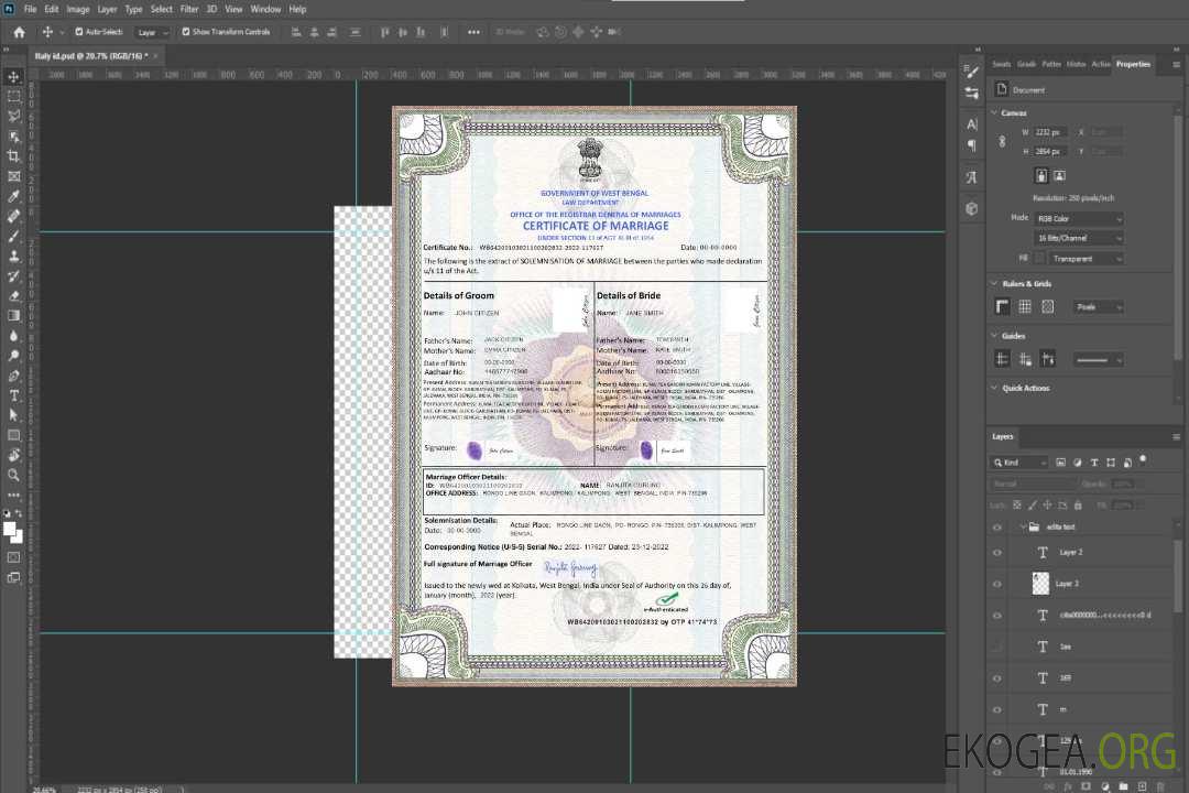 Modèle de certificat de mariage en Inde au format PSD, entièrement modifiable template Modèle de certificat de mariage en Inde au format PSD, entièrement modifiable template